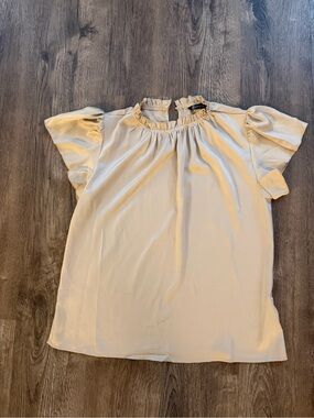 Ruffled Neck Cream Women's Blouse
